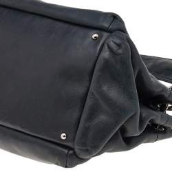 Chanel Black Leather Accordion Zipper Bag