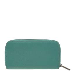 Pre Owned Chanel Aqua Green Caviar Leather CC Zip Around Wallet