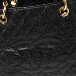 Pre Owned حقيبة يد توتس شانيل غراند شوبر جلد كافيار مبطن أسود