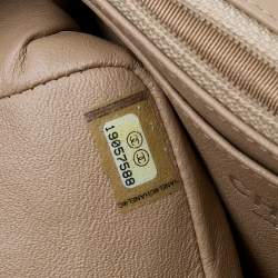 Pre Owned Chanel Beige Quilted Patent Leather Mini Square Classic Flap Bag