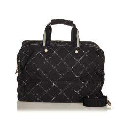 Pre Owned Chanel Black Nylon Travel Line Duffel Bag