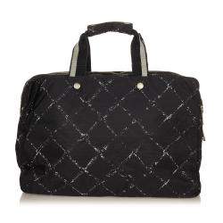 Pre Owned Chanel Black Nylon Travel Line Duffel Bag