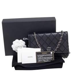 Pre Owned Chanel Black Quilted Wild Stitch Leather WOC Bag