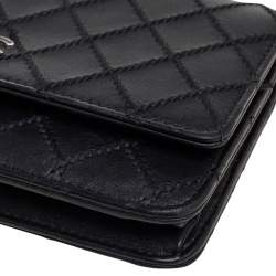 Pre Owned Chanel Black Quilted Wild Stitch Leather WOC Bag