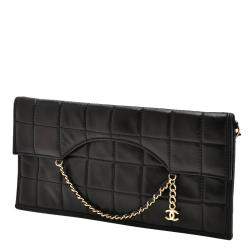 Pre Owned Chanel Box Quilted Leather Fold Down Envelope Clutch Bag