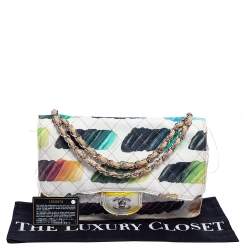 Pre Owned حقيبة شانيل جامبو كولوراما واتركولور كلاسيك كانفاس متعدد الألوان بقلاب