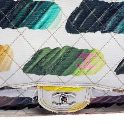 Pre Owned حقيبة شانيل جامبو كولوراما واتركولور كلاسيك كانفاس متعدد الألوان بقلاب