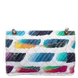 Pre Owned حقيبة شانيل جامبو كولوراما واتركولور كلاسيك كانفاس متعدد الألوان بقلاب