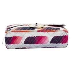 Pre Owned حقيبة شانيل جامبو كولوراما واتركولور كلاسيك كانفاس متعدد الألوان بقلاب