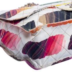 Pre Owned حقيبة شانيل جامبو كولوراما واتركولور كلاسيك كانفاس متعدد الألوان بقلاب