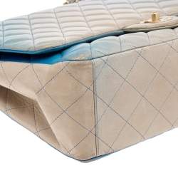 Pre Owned Chanel Blue Ombre Quilted Leather Maxi Classic Single Flap Bag