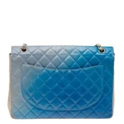 Pre Owned Chanel Blue Ombre Quilted Leather Maxi Classic Single Flap Bag