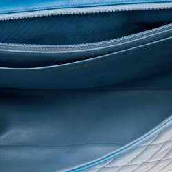 Pre Owned Chanel Blue Ombre Quilted Leather Maxi Classic Single Flap Bag