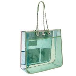 Pre Owned Chanel Multicolor Quilted PVC And Leather Large Coco Splash Tote Bag