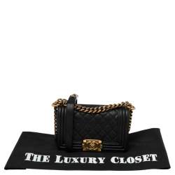 Pre Owned Chanel Black Quilted Leather Small Boy Flap Bag