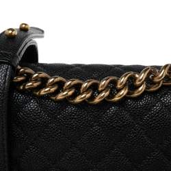 Pre Owned Chanel Black Quilted Leather Small Boy Flap Bag