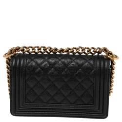 Pre Owned Chanel Black Quilted Leather Small Boy Flap Bag