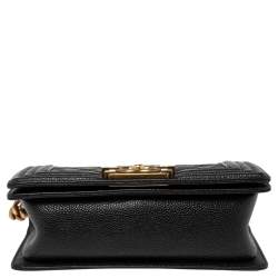 Pre Owned Chanel Black Quilted Leather Small Boy Flap Bag