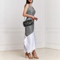 Pre Owned Chanel Black/White Quilted Leather Single Flap Bag