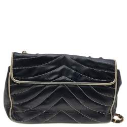 Pre Owned Chanel Black/White Quilted Leather Single Flap Bag