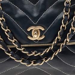 Pre Owned Chanel Black/White Quilted Leather Single Flap Bag