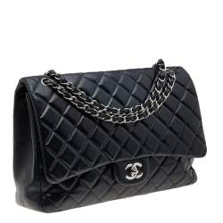 م ملوكة مسبقًا Chanel Black Quilted Leather Maxi Classic Single Flap Bag