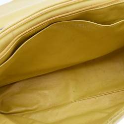 Pre Owned Chanel Yellow Quilted Caviar Leather Jumbo Classic Single Flap Bag