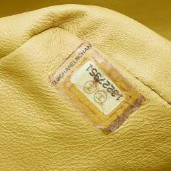 Pre Owned Chanel Yellow Quilted Caviar Leather Jumbo Classic Single Flap Bag