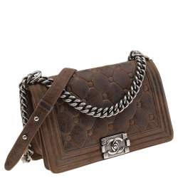 Pre Owned حقيبة شانيل بوي جلد نوبوك مبطن بني متوسطة 