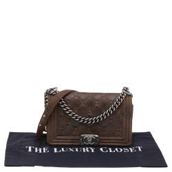 Pre Owned حقيبة شانيل بوي جلد نوبوك مبطن بني متوسطة 