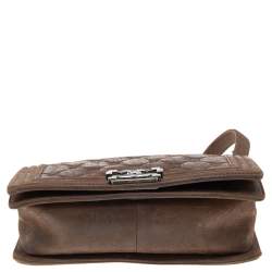 Pre Owned حقيبة شانيل بوي جلد نوبوك مبطن بني متوسطة 