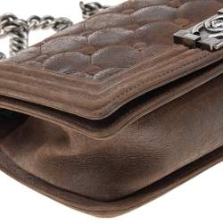 Pre Owned حقيبة شانيل بوي جلد نوبوك مبطن بني متوسطة 