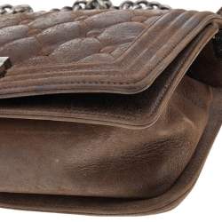 Pre Owned حقيبة شانيل بوي جلد نوبوك مبطن بني متوسطة 