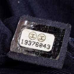 Pre Owned Chanel Blue/Gold Woven Leather New Medium Reverso Boy Flap Bag