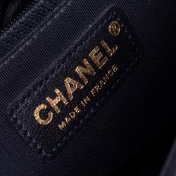 Pre Owned Chanel Blue/Gold Woven Leather New Medium Reverso Boy Flap Bag