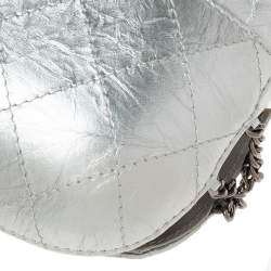 Pre Owned Chanel Silver Quilted Leather Small Gabrielle Bucket Bag
