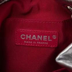 Pre Owned Chanel Silver Quilted Leather Small Gabrielle Bucket Bag