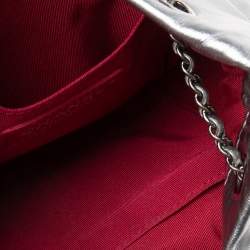Pre Owned Chanel Silver Quilted Leather Small Gabrielle Bucket Bag