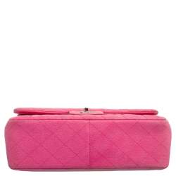 Pre Owned Chanel Pink Quilted Caviar Leather Jumbo Classic Double Flap Bag