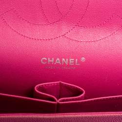 Pre Owned Chanel Pink Quilted Caviar Leather Jumbo Classic Double Flap Bag