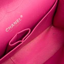 Pre Owned Chanel Pink Quilted Caviar Leather Jumbo Classic Double Flap Bag