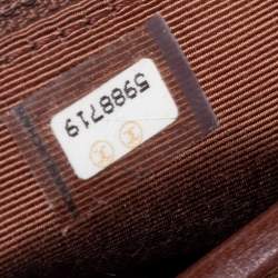 Pre Owned Chanel Brown/Cream Woven Raffia and Leather CC Frame Top Handle Bag