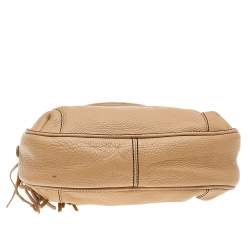 Pre Owned Chanel Beige Grained Leather Tassel Hobo