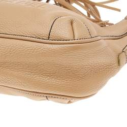 Pre Owned Chanel Beige Grained Leather Tassel Hobo