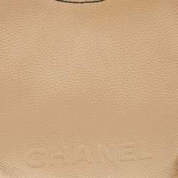 Pre Owned Chanel Beige Grained Leather Tassel Hobo