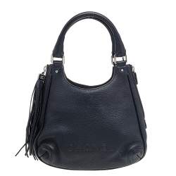 CHANEL Grained Calfskin Tassel Hobo Black 1209256