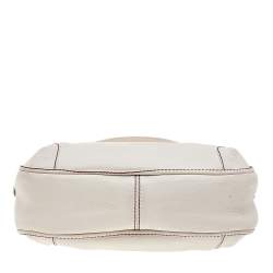 Pre Owned Chanel Off White Grained Leather Tassel Hobo