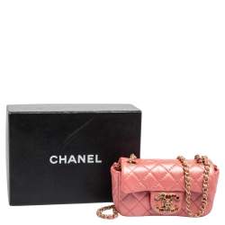 Pre Owned Chanel Pink Quilted Leather Jeweled CC Mini Single Flap Bag