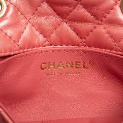 Pre Owned Chanel Pink Quilted Leather Jeweled CC Mini Single Flap Bag