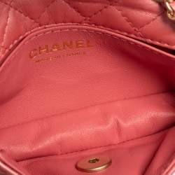 Pre Owned Chanel Pink Quilted Leather Jeweled CC Mini Single Flap Bag